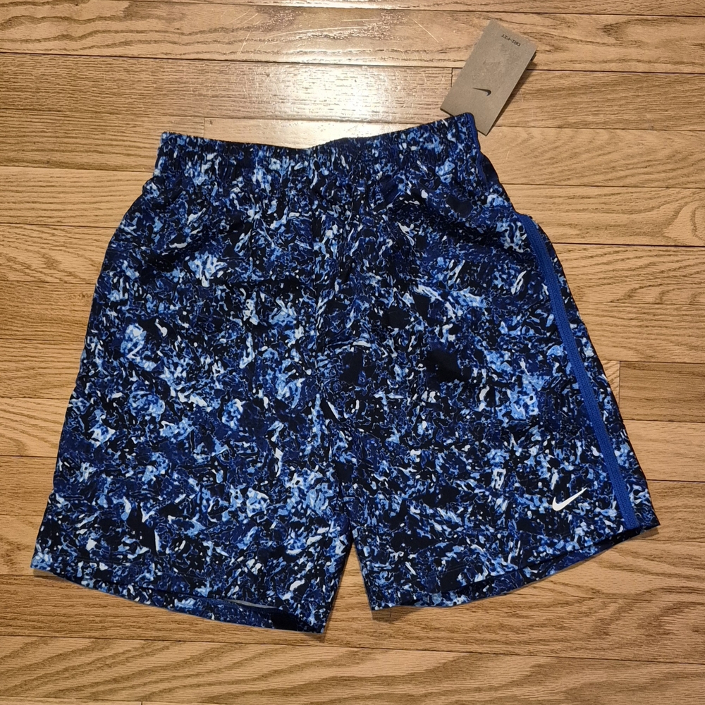 NEW Nike Boys XL Blue Dri-fit Blue Patterned Standard Fit Shorts FV0275-480
